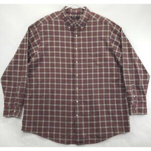 Cremieux Shirt Mens 3XT Red White Classics Flannel Plaid 100% Cotton Button-Down